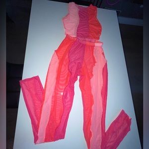 See through 2 piece set spandex material